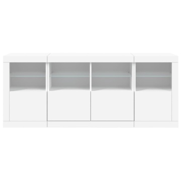 Servantă cu lumini LED, alb, 163x37x67 cm - Img 5