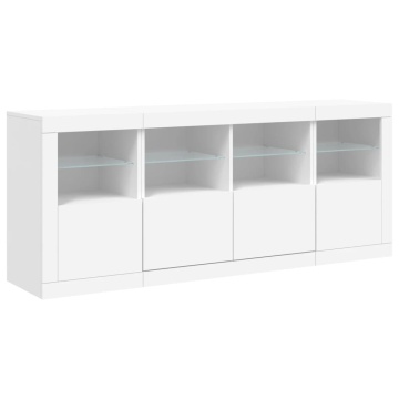 Servantă cu lumini LED, alb, 163x37x67 cm - Img 8