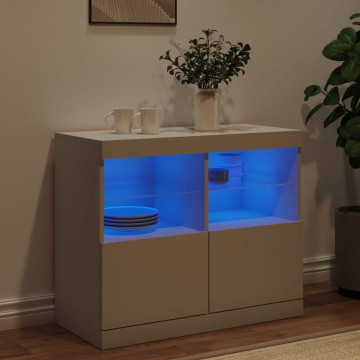 Servantă cu lumini LED, alb, 81x37x67 cm - Img 4