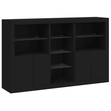 Servantă cu lumini LED, negru, 162x37x100 cm - Img 3
