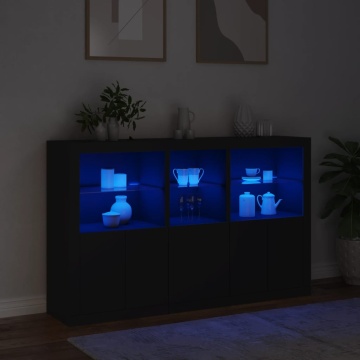 Servantă cu lumini LED, negru, 162x37x100 cm - Img 8