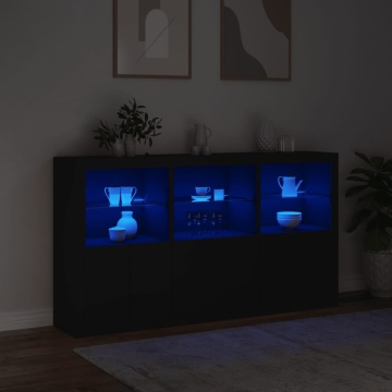 Servantă cu lumini LED, negru, 181,5x37x100 cm - Img 8