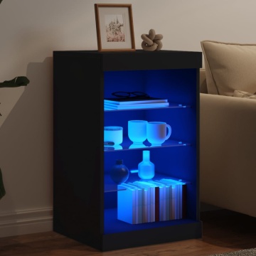 Servantă cu lumini LED, negru, 41x37x67 cm - Img 4