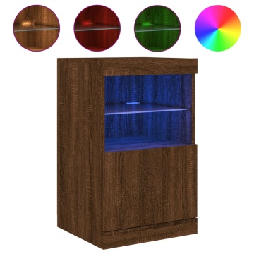 Servantă cu lumini LED, stejar maro, 41x37x67 cm - Img 2