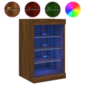 Servantă cu lumini LED, stejar maro, 41x37x67 cm - Img 2