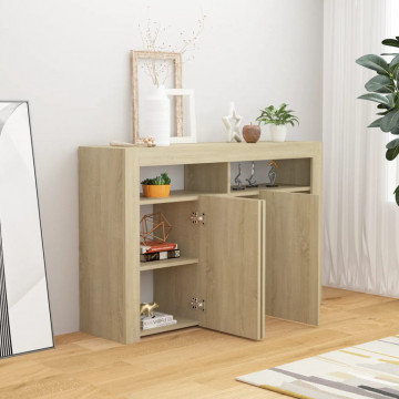 Servantă cu lumini LED, stejar Sonoma, 115,5x30x75 cm - Img 3