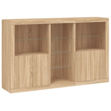 Servantă cu lumini LED, stejar sonoma, 162x37x100 cm - Img 3