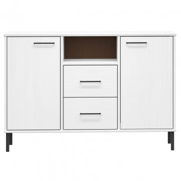 Servantă cu picioare metalice „OSLO” alb 113x40x77 cm lemn - Img 4