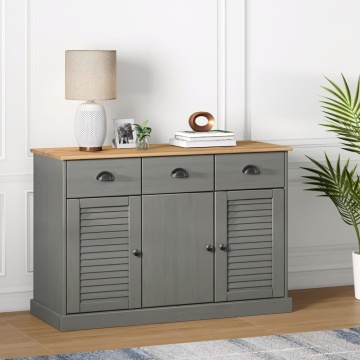 Servantă cu sertare VIGO, gri, 113x40x75 cm, lemn masiv de pin - Img 1