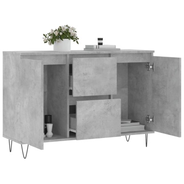 Servantă, gri beton, 104x35x70 cm, lemn prelucrat - Img 4