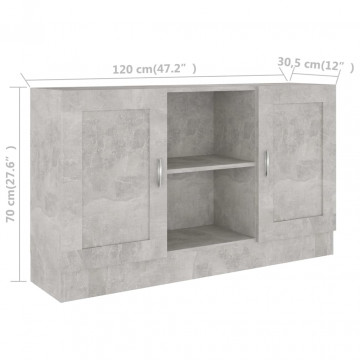 Servantă, gri beton, 120 x 30,5 x 70 cm, PAL - Img 7