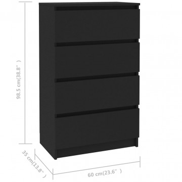 Servantă, negru, 60x35x98,5 cm, lemn compozit - Img 5