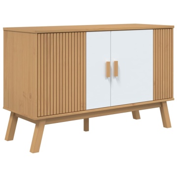 Servantă OLDEN, alb și maro, 114x43x73,5 cm, lemn masiv pin - Img 2