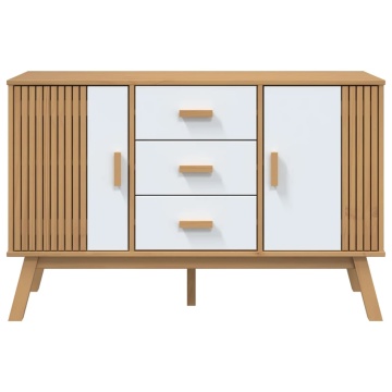 Servantă OLDEN, alb și maro, 114x43x73,5 cm, lemn masiv pin - Img 7