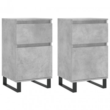 Servante, 2 buc., gri beton, 40x35x70 cm, lemn prelucrat - Img 2