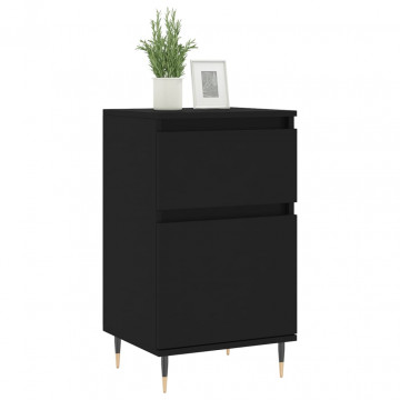 Servante, 2 buc., negru, 40x35x70 cm, lemn prelucrat - Img 3