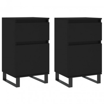 Servante, 2 buc., negru, 40x35x70 cm, lemn prelucrat - Img 2