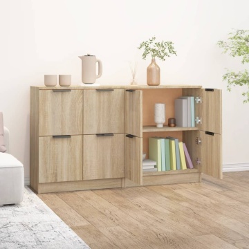 Servante, 2 piese, stejar sonoma, 60x30x70 cm, lemn prelucrat - Img 8
