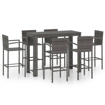Set bar exterior cu cotieră, 7 piese, gri, poliratan - Img 2