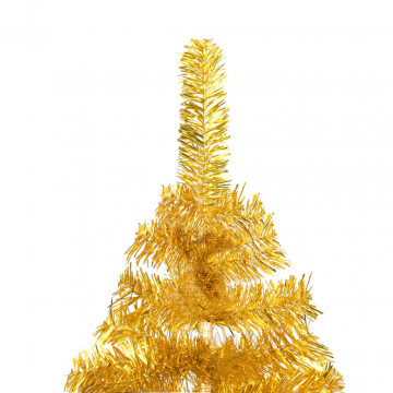 Set brad de Crăciun artificial cu LED&globuri auriu 210 cm PET - Img 3