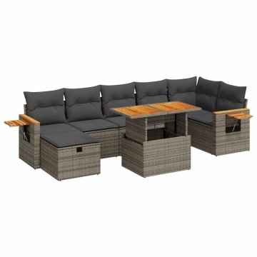 Set canapea de grădină cu perne, 5 piese, gri, poliratan - Img 2
