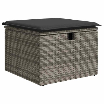 Set canapea de grădină cu perne, 5 piese, gri, poliratan - Img 6