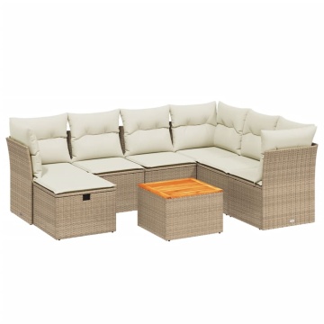 Set canapele de grădină, 8 piese, cu perne, bej, poliratan - Img 2