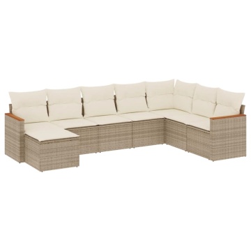 Set canapele de grădină, 8 piese, cu perne, bej, poliratan - Img 2