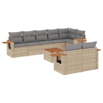 Set canapele de grădină, 9 piese, cu perne, gri, poliratan - Img 2