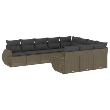 Set canapele de grădină cu perne 10 piese gri deschis poliratan - Img 2
