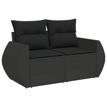 Set canapele de grădină cu perne, 10 piese, negru, poliratan - Img 3