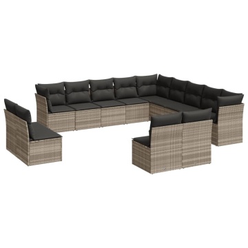 Set canapele de grădină cu perne, 12piese gri deschis poliratan - Img 2