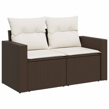 Set canapele de grădină cu perne, 5 piese, maro, poliratan - Img 4