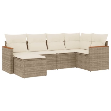 Set canapele de grădină cu perne, 6 piese, bej, poliratan - Img 2