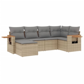 Set canapele de grădină cu perne, 6 piese, bej, poliratan - Img 2