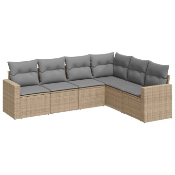 Set canapele de grădină cu perne, 6 piese, bej, poliratan - Img 2