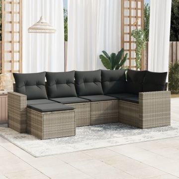 Set canapele de grădină cu perne, 6 piese gri deschis poliratan - Img 1