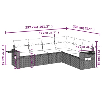 Set canapele de grădină cu perne, 6 piese gri deschis poliratan - Img 3