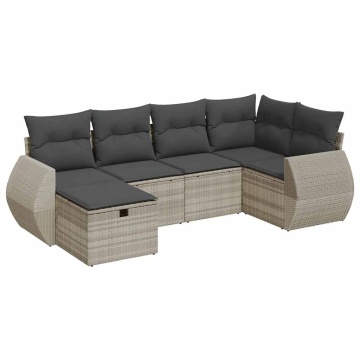 Set canapele de grădină cu perne, 6 piese gri deschis poliratan - Img 2