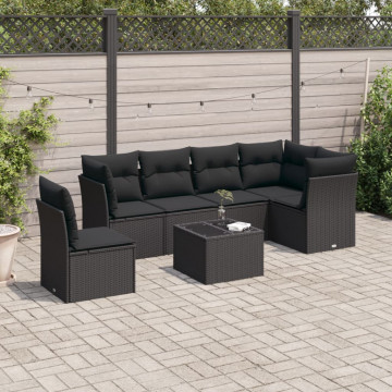 Set canapele de grădină cu perne, 6 piese, maro, poliratan - Img 1