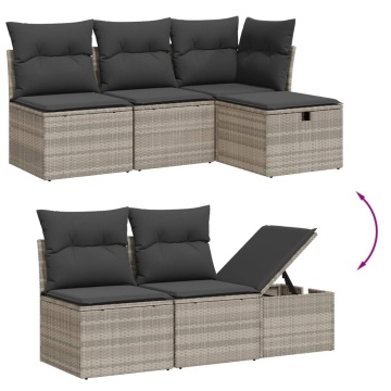 Set canapele de grădină cu perne, 7piese gri deschis poliratan - Img 3