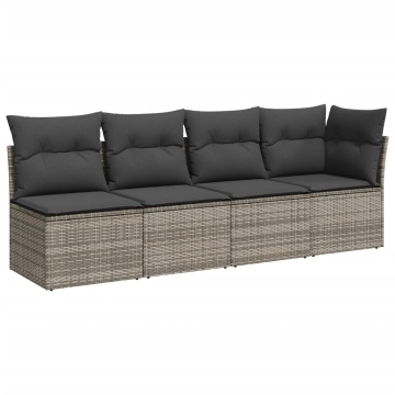Set canapele de grădină cu perne, 8 piese, gri, poliratan - Img 4
