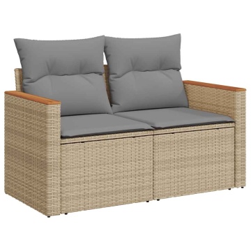 Set canapele grădină cu perne 6 piese bej poliratan/lemn acacia - Img 4