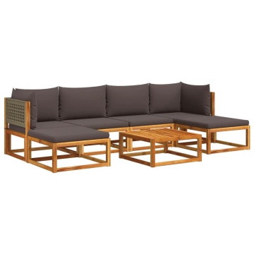 Set canapele grădină cu perne, 7 piese, lemn masiv acacia - Img 2