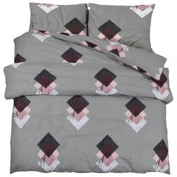 Set cu husă de pilotă, gri, 200x220 cm, bumbac - Img 2
