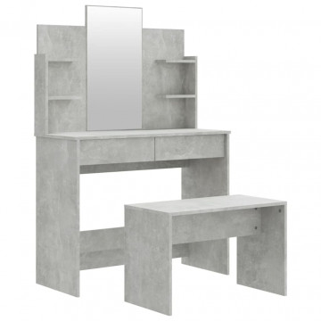 Set cu masă de toaletă, gri beton, 96x40x142 cm - Img 2