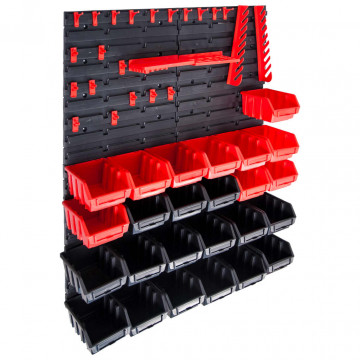 Set cutii depozitare 29 piese cu panouri de perete, roșu&negru - Img 1