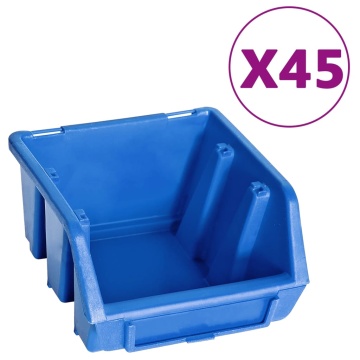 Set cutii depozitare, 48 piese, panouri perete, albastru&negru - Img 2