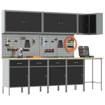 Set de 12 piese pentru dulap de lucru și tablă de unghii - Negru, MDF și Metal - Img 3