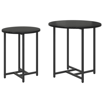 Set de 2 mese laterale Negru Stejar din lemn stratificat și metal - Img 2